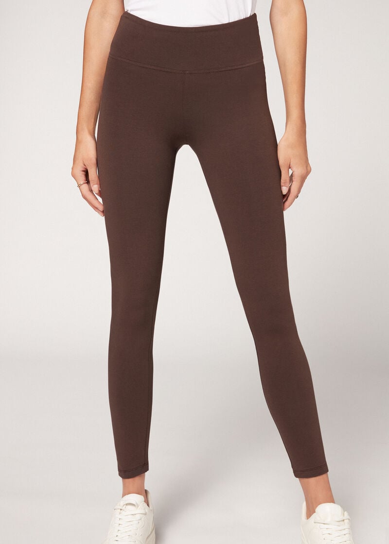 Legging Fashion Design Marron Grande Taille Taille Unique