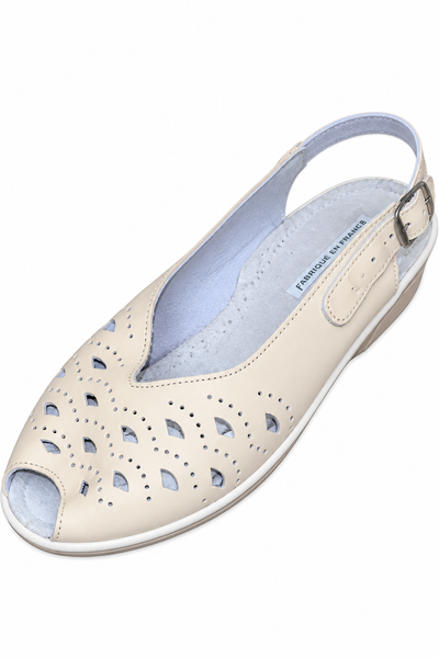 Chaussures sandales Femme compensées Modelle blanches et beiges