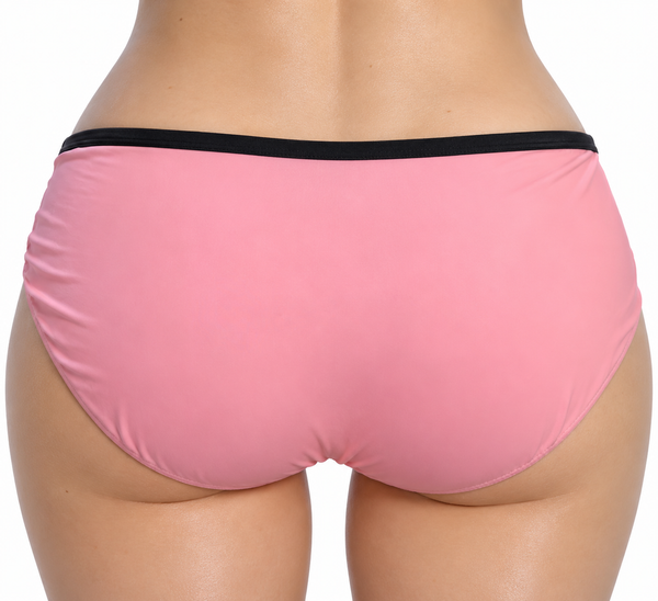 Bas maillot de bain rose pâle avec bordures noires Ardène Swim