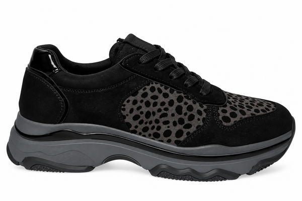 Chaussures Baskets Active Fashion motif Léopard noir Femme