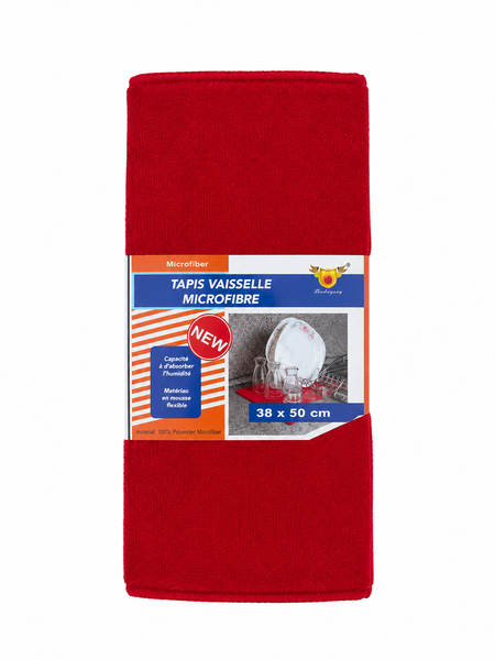 Tapis de vaiselle Kintaiyang rouge en microfibre 38x50 cm