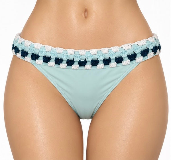 Bas maillot de bain bleu ciel bordure texturée – Ardène Swim