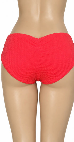 Bas maillot de bain rouge texturé coupe échancrée – Ardène Swim