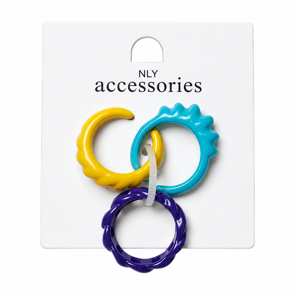 X3 Bagues Multicouleur NLY Accessories