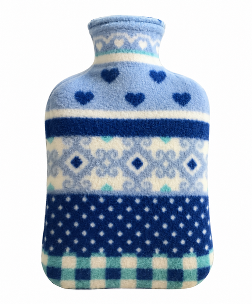 Bouillotte 2L + housse polaire bleu