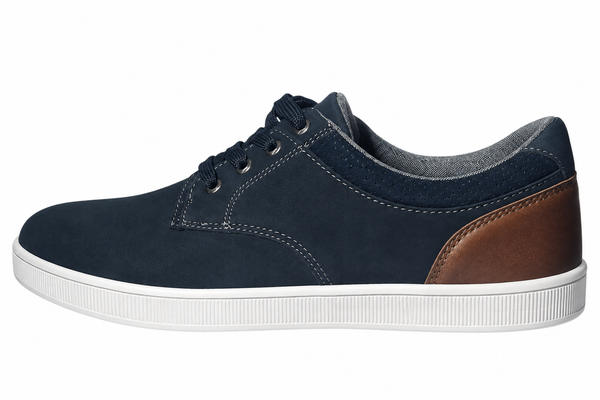Chaussure Basket Denim Side Bleu Marron Homme