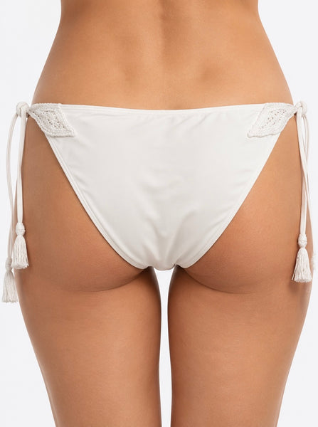 Bas maillot bain blanc détails sur les côtés et liens ajustables Ardène Swim