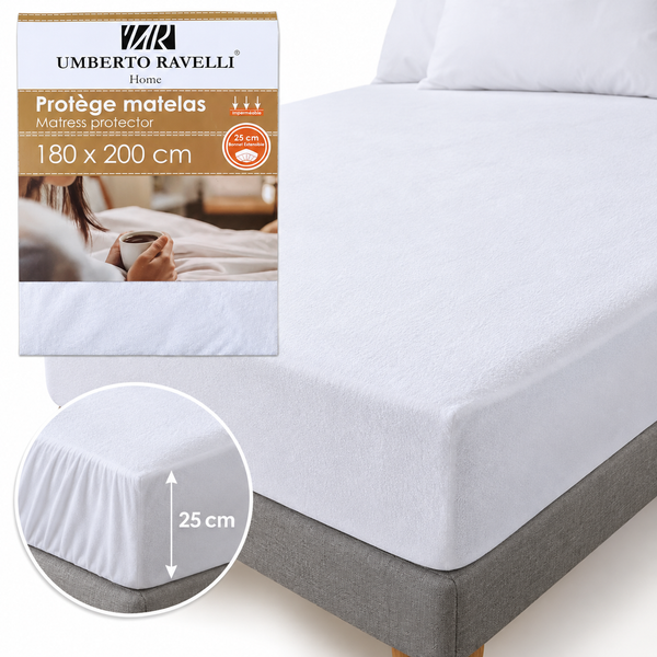 Protège-matelas Umberto Ravelli 180×200 cm +25 cm – Imperméable et extensible