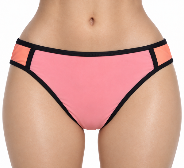 Bas maillot de bain rose pâle avec bordures noires Ardène Swim