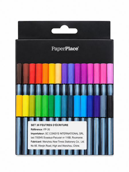 X30 feutres d’écriture colorés PaperPlace – Pointe fine 0,4 mm