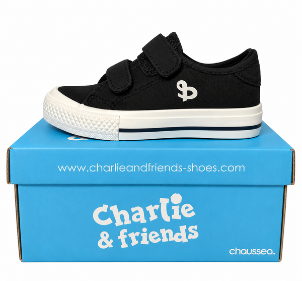 Baskets chaussures Charlie & Friends scratch noire et blanc enfant