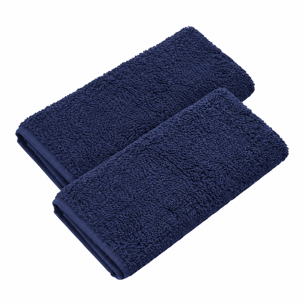 X2 Serviettes d’invité Bleu marine Home & Bath 28×28 cm – 100 % coton – 330 g/m²