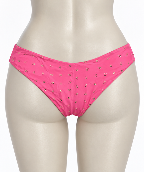 Bas maillot de bain rose avec palmiers coupe brésilienne Ardène Swim