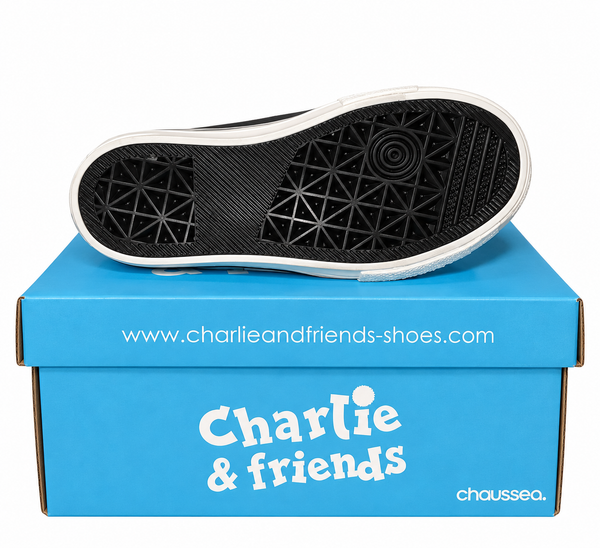 Baskets chaussures Charlie & Friends scratch noire et blanc enfant