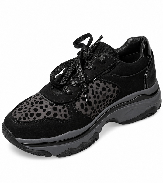 Chaussures Baskets Active Fashion motif Léopard noir Femme