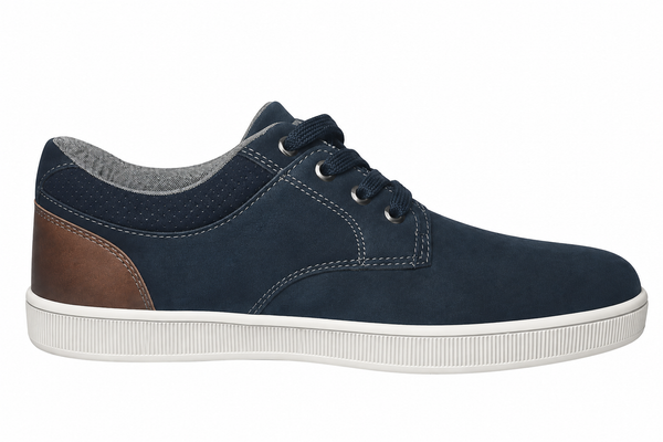 Chaussure Basket Denim Side Bleu Marron Homme