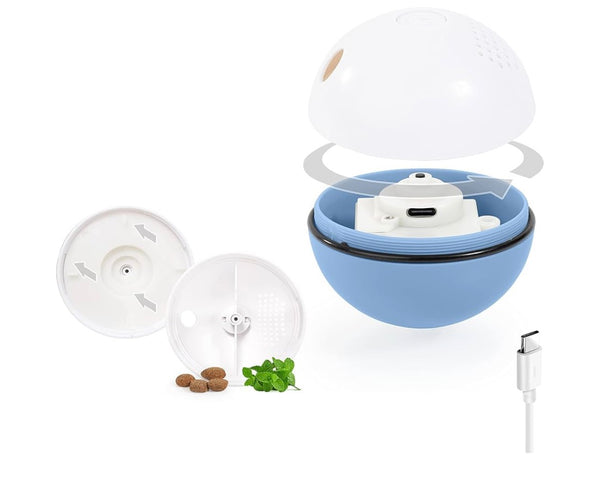 Balle interactive pour chat bleue Edupet avec recharge USB