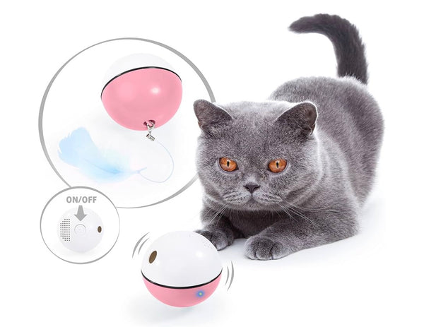Balle interactive rose Edupet pour chat avec recharge USB