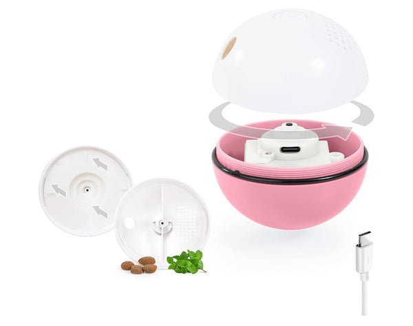 Balle interactive rose Edupet pour chat avec recharge USB
