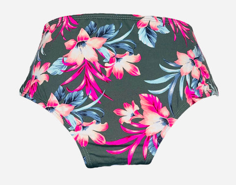Bas maillot de bain kaki à motif floral Ardène Swim