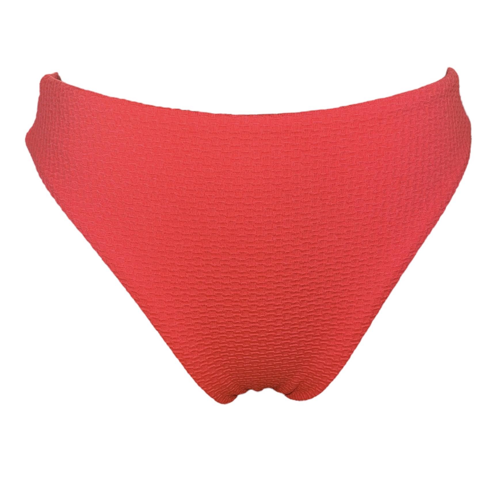 Bas maillot de bain rouge texturé coupe échancrée – Ardène Swim