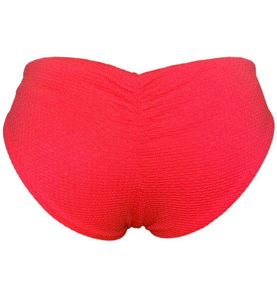 Bas maillot de bain rouge texturé coupe échancrée – Ardène Swim