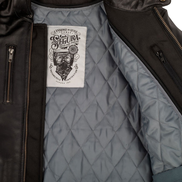 Blouson manteau Segura Laxey cuir vintage - Homme Noir