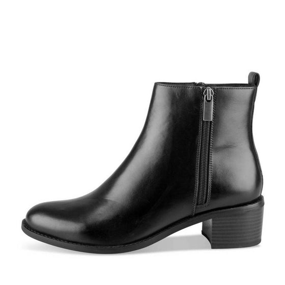 Bottines Atelier Mégis Noir Cuir Véritable double Fermeture éclair Femme