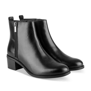 Bottines Atelier Mégis Noir Cuir Véritable double Fermeture éclair Femme