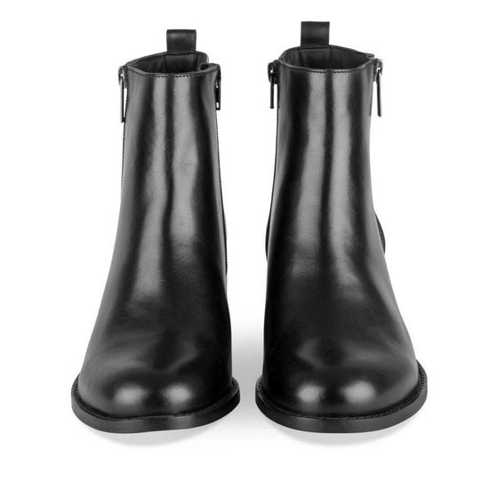 Bottines Atelier Mégis Noir Cuir Véritable double Fermeture éclair Femme