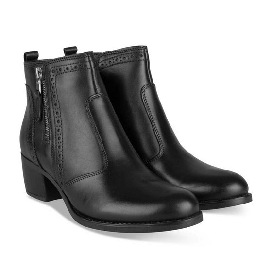 Bottines Atelier Mégis élégante Noir Cuir Véritable fermeture éclair Femme