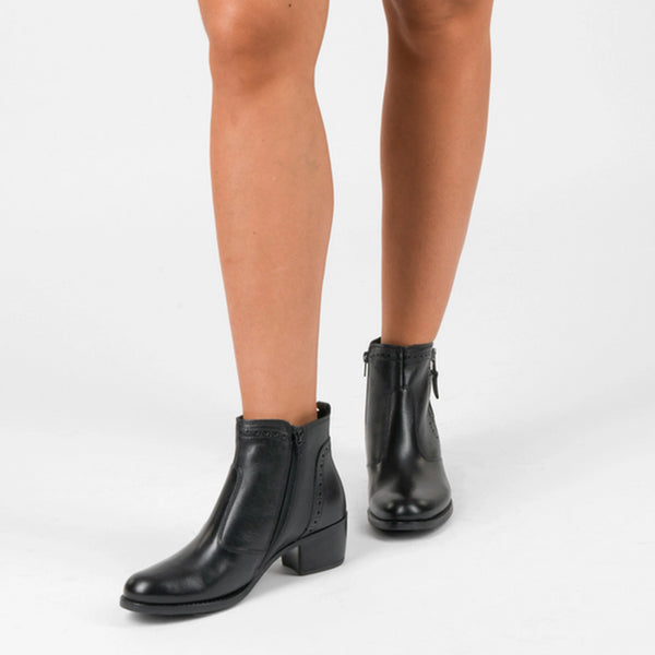 Bottines Atelier Mégis élégante Noir Cuir Véritable fermeture éclair Femme