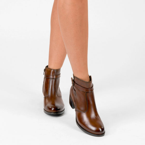 Bottines Atelier Mégis élégante Marron Cuir Véritable fermeture éclair