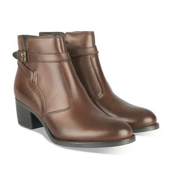 Bottines Atelier Mégis élégante Marron Cuir Véritable fermeture éclair