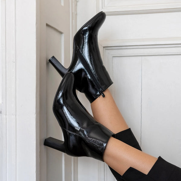 Bottines Sinéquanone Noir Vernis fermeture éclair Femme