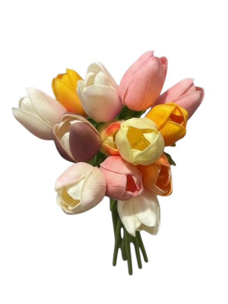 Bouquet x10 Tulipes Artificielles Multicolores