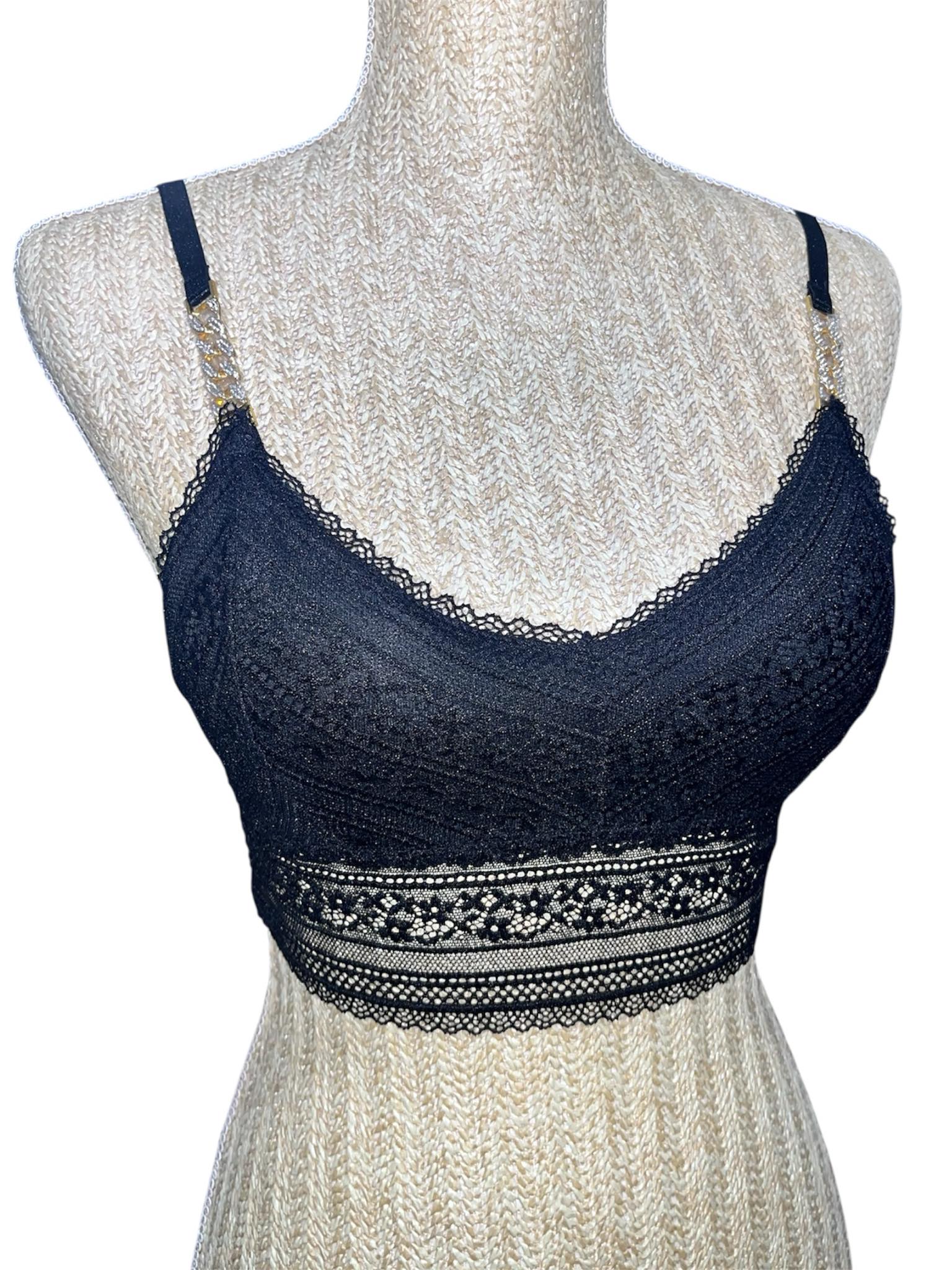 Brassière Bixtra en dentelle noire avec strass-