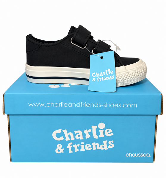 Baskets chaussures Charlie & Friends scratch noire et blanc enfant