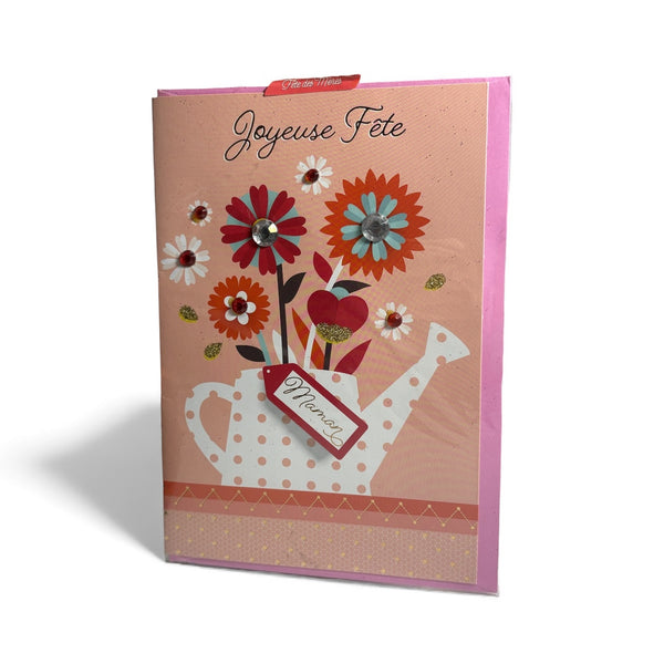 Carte Joyeuse Fête Maman Tendances Éditions Arrosoirs Fleurs 17 x 11,7 cm