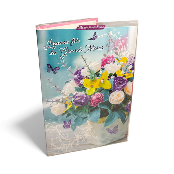 Carte Joyeuse Fête des Grands-Mères Roses 17 x 11,5 cm