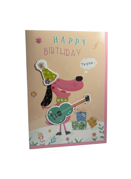 Carte Joyeux Anniversaire Juicy Lemon Motif Chien Guitariste 19 x 13,5 cm
