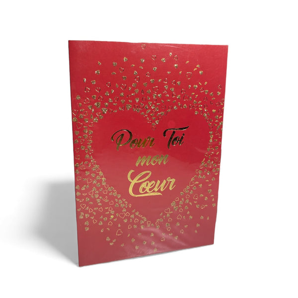 Carte Saint-Valentin Rouge « Pour toi, mon cœur » 17 x 12 cm