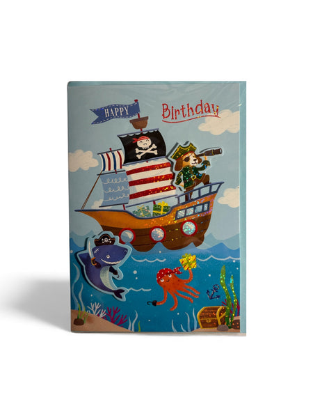 Carte joyeux anniversaire enfant Juicy Lemon Motif pirate 19 x 13 cm