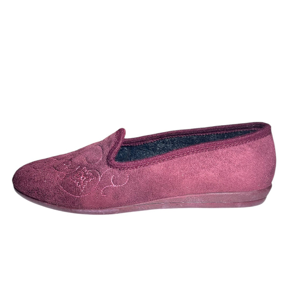 Chaussons Les Marquises Muriel bordeaux à motif brodé Femme