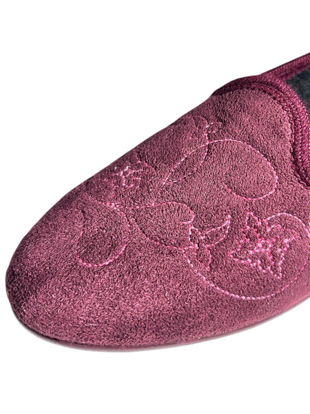 Chaussons Les Marquises Muriel bordeaux à motif brodé Femme