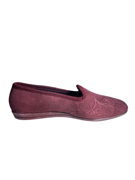 Chaussons Les Marquises Muriel bordeaux à motif brodé Femme
