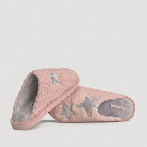 Chaussons Ysabel Mora étoiles rose et gris femme