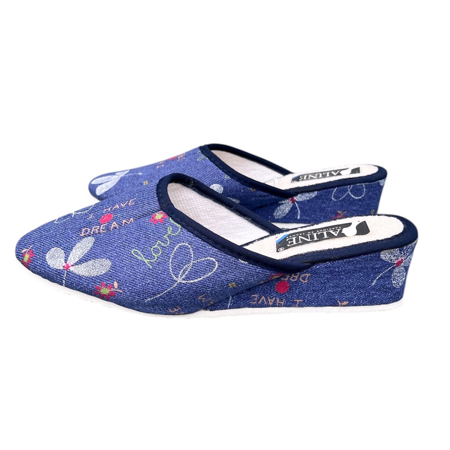 Chaussons compensés Aline - Motif floral Femme