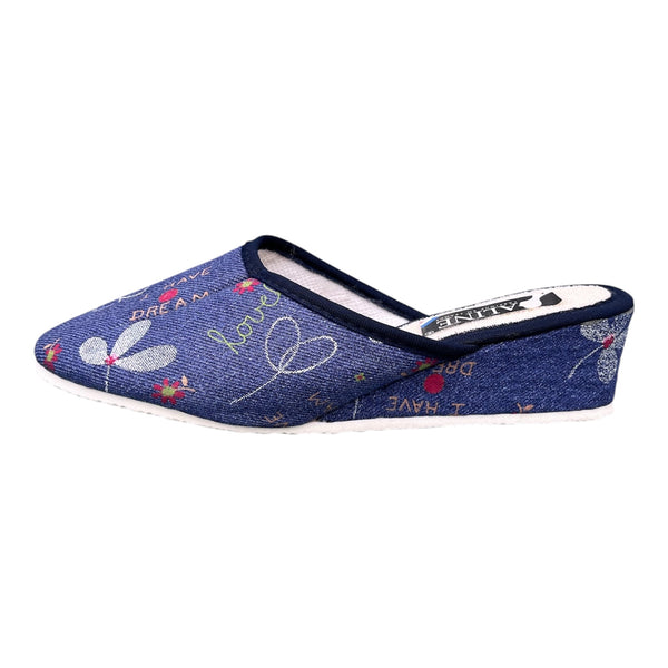 Chaussons compensés Aline - Motif floral Femme