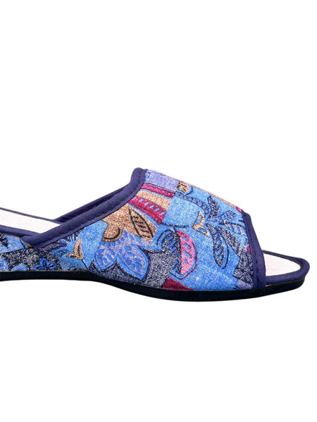 Chaussons compensés motif floral multicolore